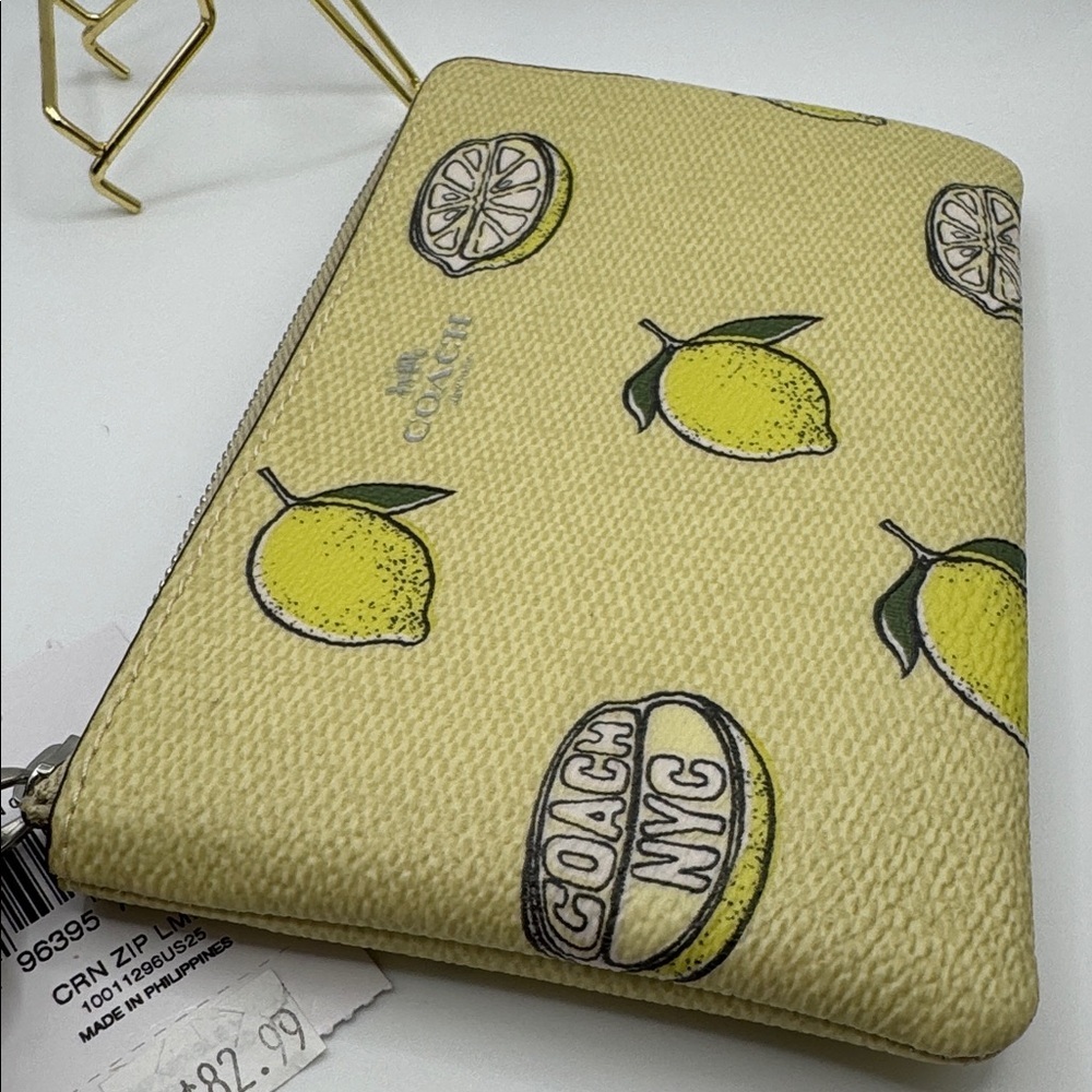 Coach Corner Zip Wristlet with Lemon Print - Picture 3 of 5